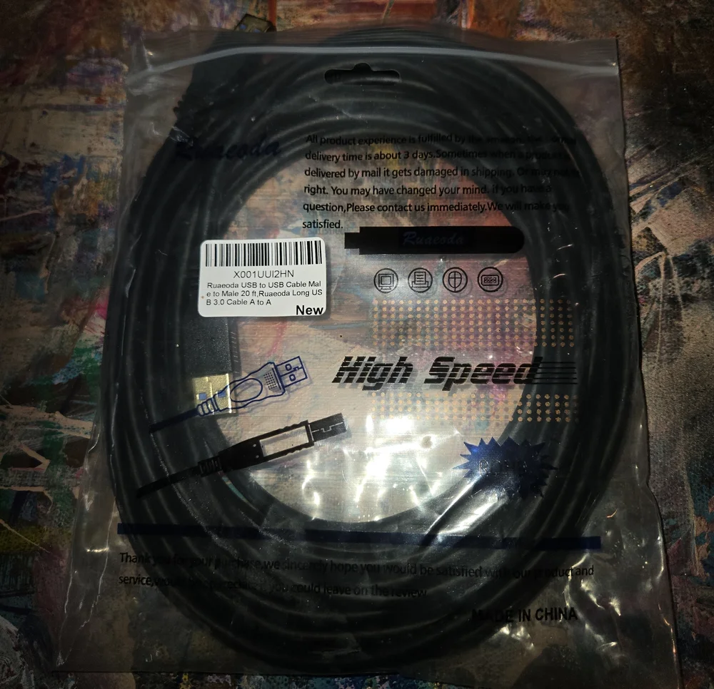 High Speed USB 3.0 A to A Cable - Black